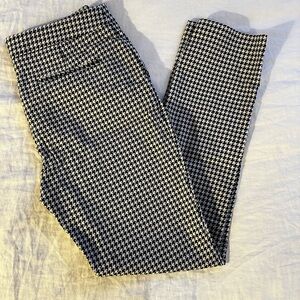 Sezane Black and White Houndstooth Straight Leg Pants
